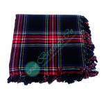 Scottish Black Stewart Tartan Bagpiper Kilt Fly Plaid